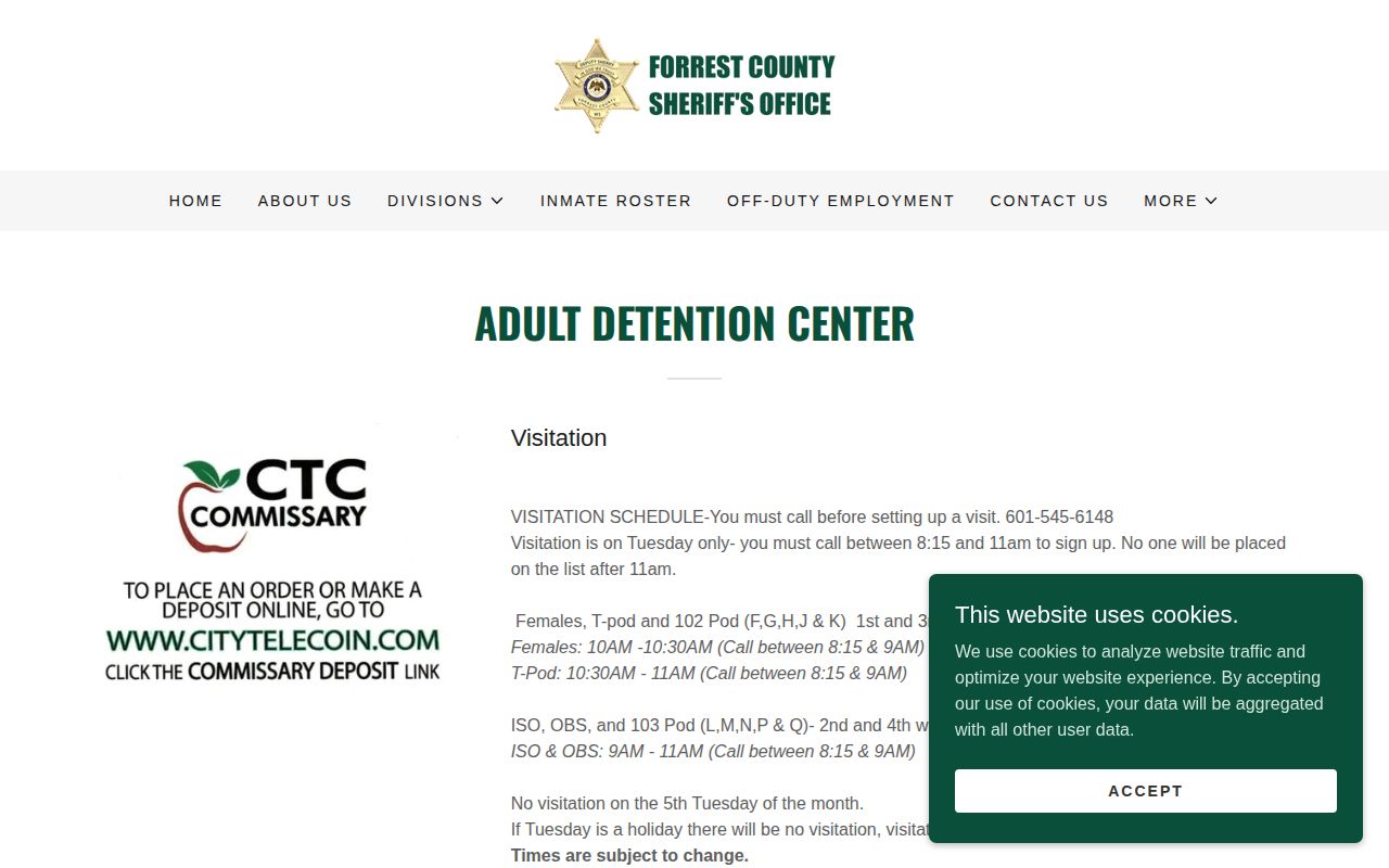 Forrest County Adult Detention Center release and bonding information
