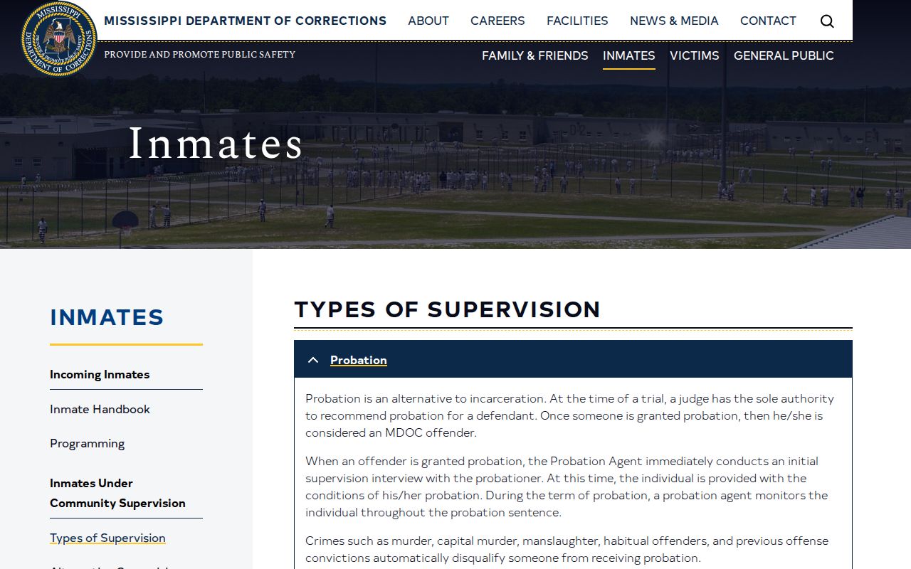 MDOC supervision definitions affecting Forrest County projected release dates